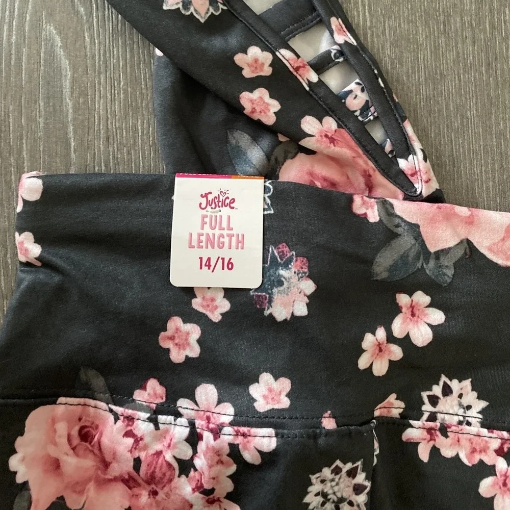 Girls Size 14/16 Leggings Lot of 4 Justice Cat & Jack Floral Panda Space